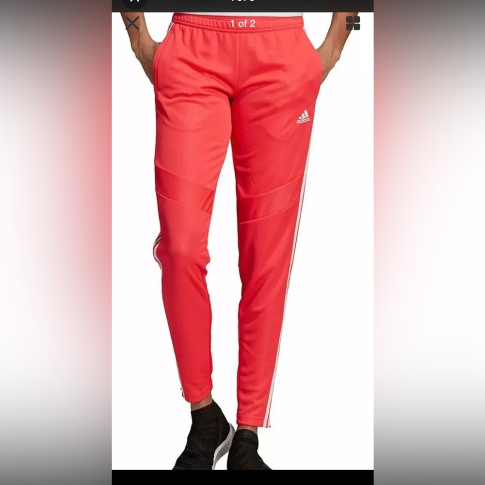 Adidas Shock Red/White Tiro 19 Training Soccer Pants Size Small